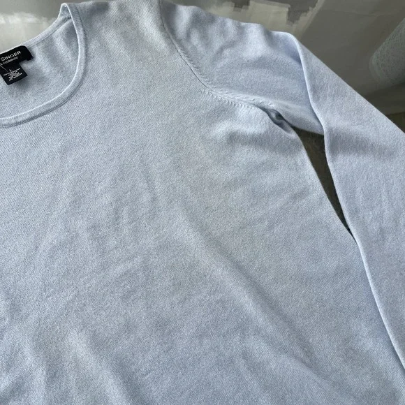 Iris Singer Sweater Womens L Blue Cashmere Pullover Soft Minimalist Office Luxe - Picture 5 of 9